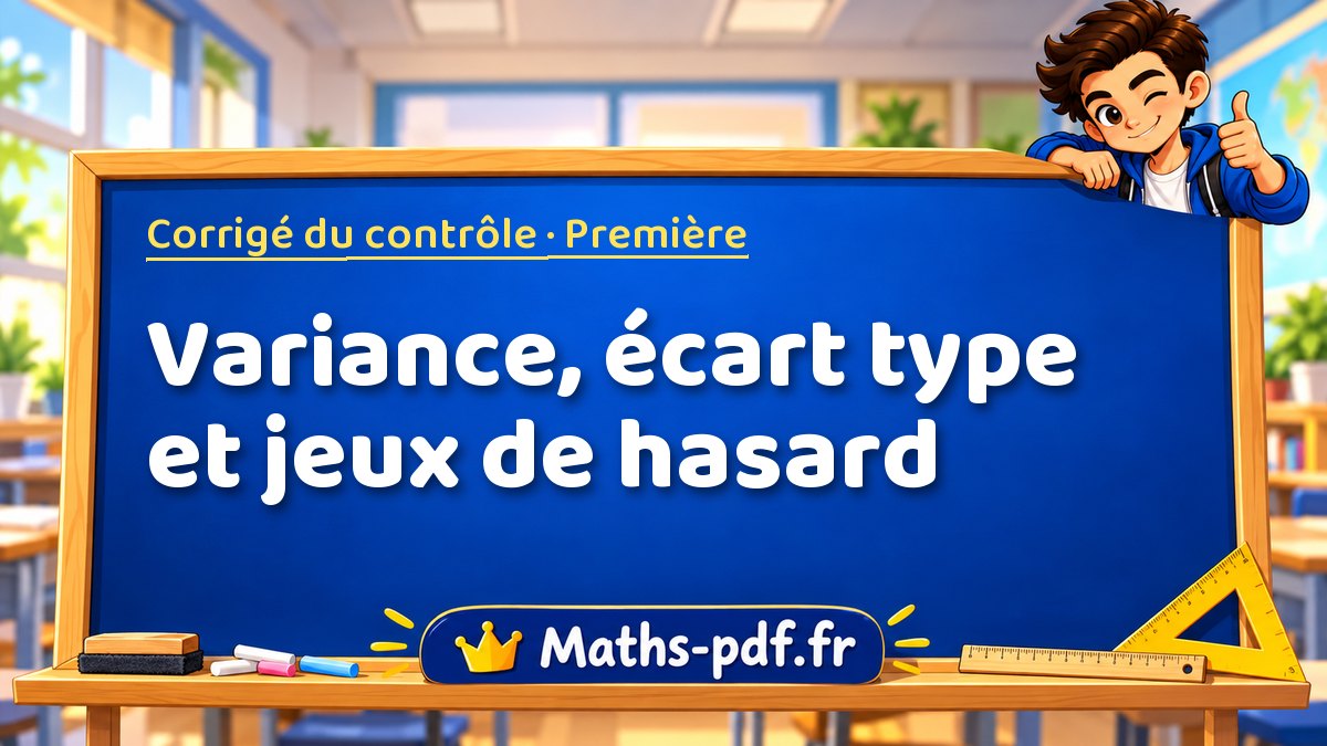 Variance, écart type et jeux de hasard – Corrigé de contrôle de maths niveau Première sur Maths-pdf.fr