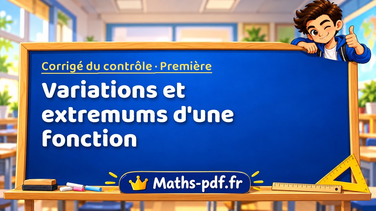 Variations et extremums d'une fonction – Corrigé de contrôle de maths niveau Première sur Maths-pdf.fr