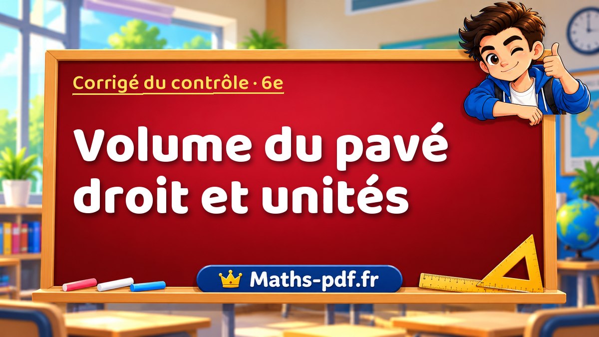 Volume du pavé droit et unités – Corrigé de contrôle de maths niveau 6e sur Maths-pdf.fr