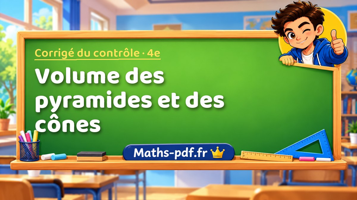Volume des pyramides et des cônes – Corrigé de contrôle de maths niveau 4e sur Maths-pdf.fr