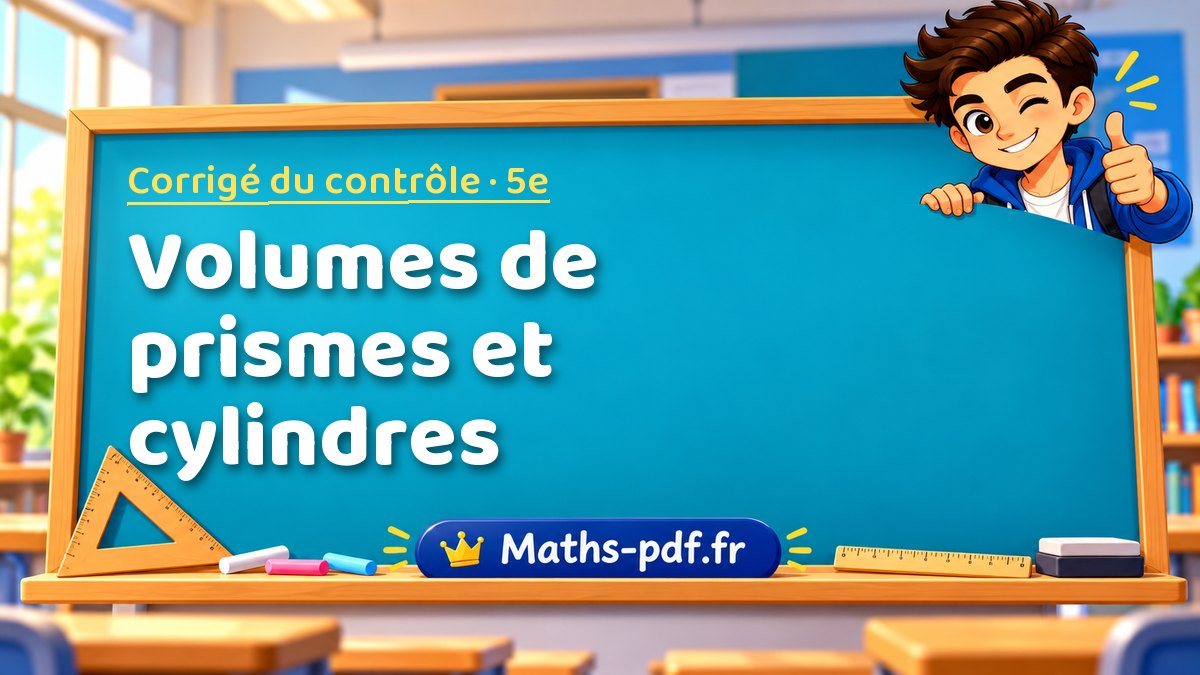 Volumes de prismes et cylindres – Corrigé de contrôle de maths niveau 5e sur Maths-pdf.fr