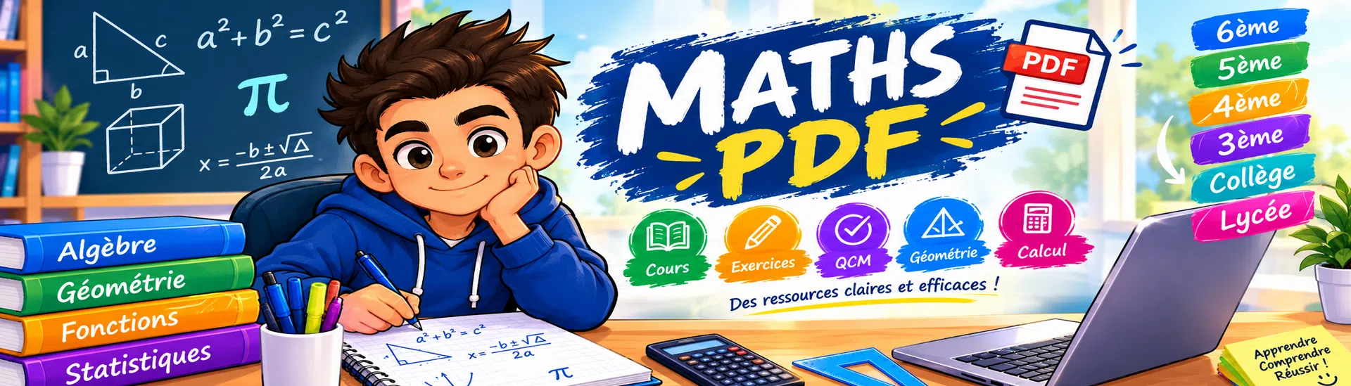 Maths PDF — cours, exercices, QCM et calcul mental de mathématiques du primaire au lycée