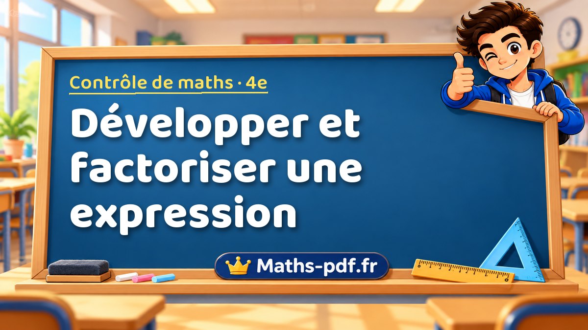 Développer et factoriser une expression – Contrôle de maths niveau 4e sur Maths-pdf.fr