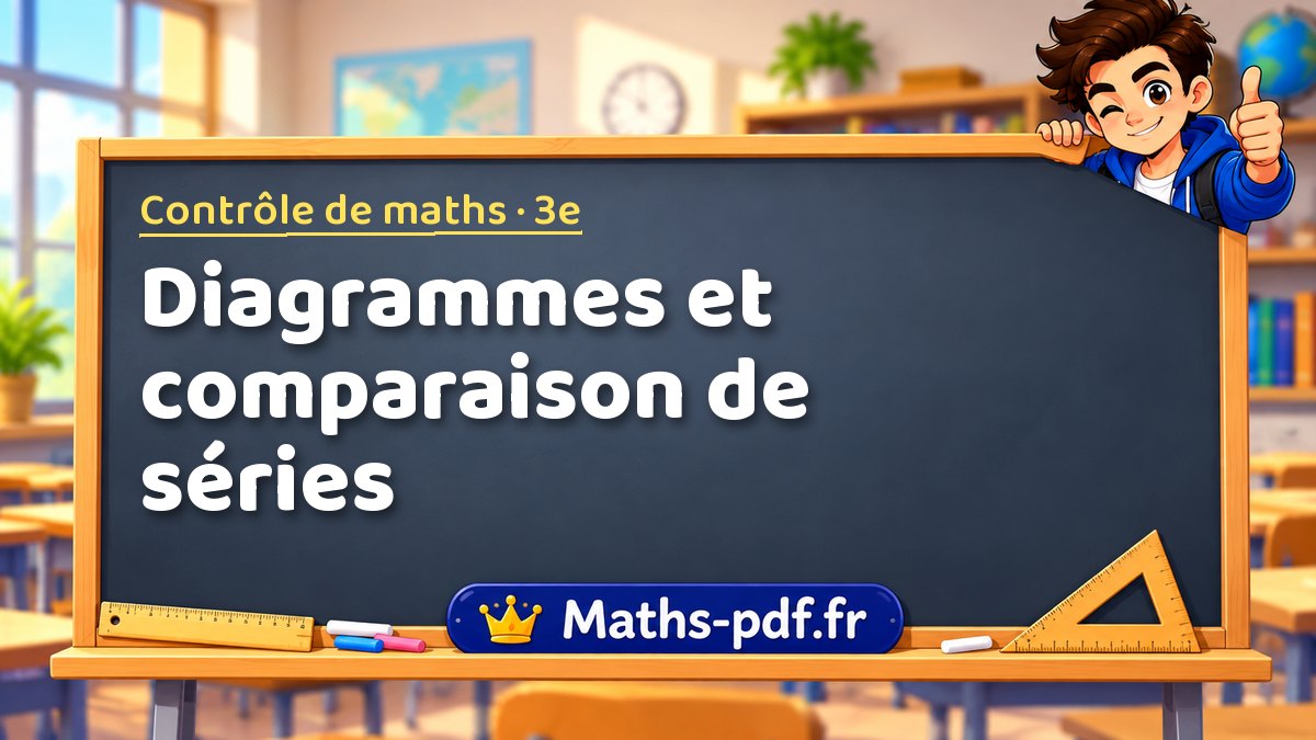 Diagrammes et comparaison de séries – Contrôle de maths niveau 3e sur Maths-pdf.fr