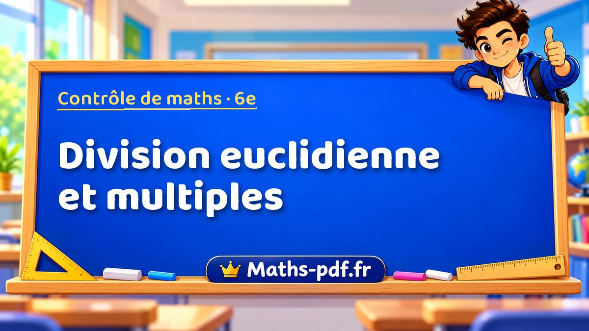 Division euclidienne et multiples – Contrôle de maths niveau 6e sur Maths-pdf.fr