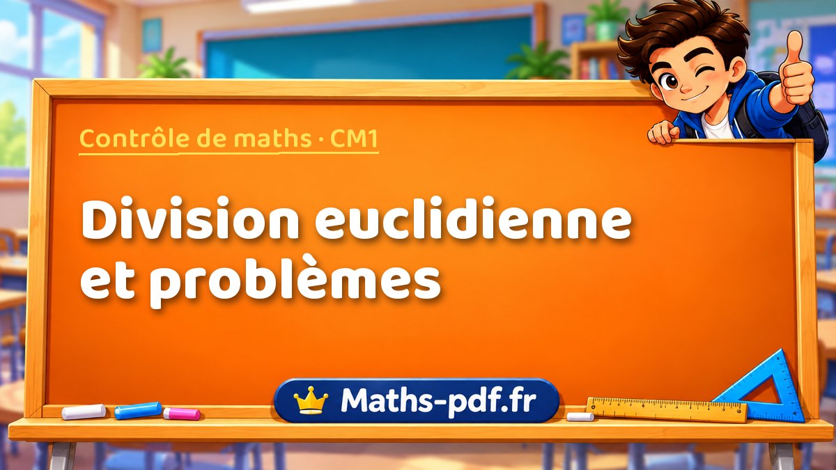 Division euclidienne et problèmes – Contrôle de maths niveau CM1 sur Maths-pdf.fr