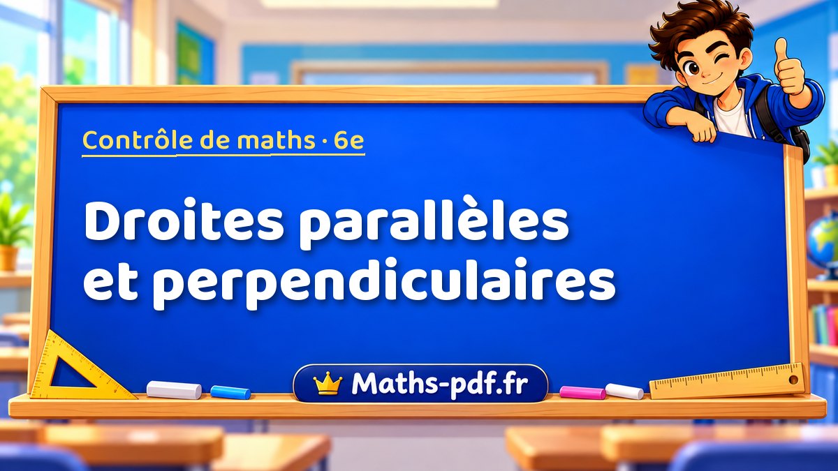 Droites parallèles et perpendiculaires – Contrôle de maths niveau 6e sur Maths-pdf.fr
