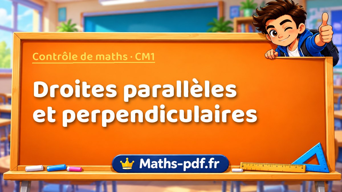 Droites parallèles et perpendiculaires – Contrôle de maths niveau CM1 sur Maths-pdf.fr
