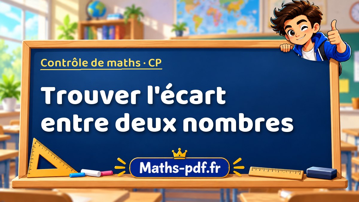 Trouver l'écart entre deux nombres – Contrôle de maths niveau CP sur Maths-pdf.fr