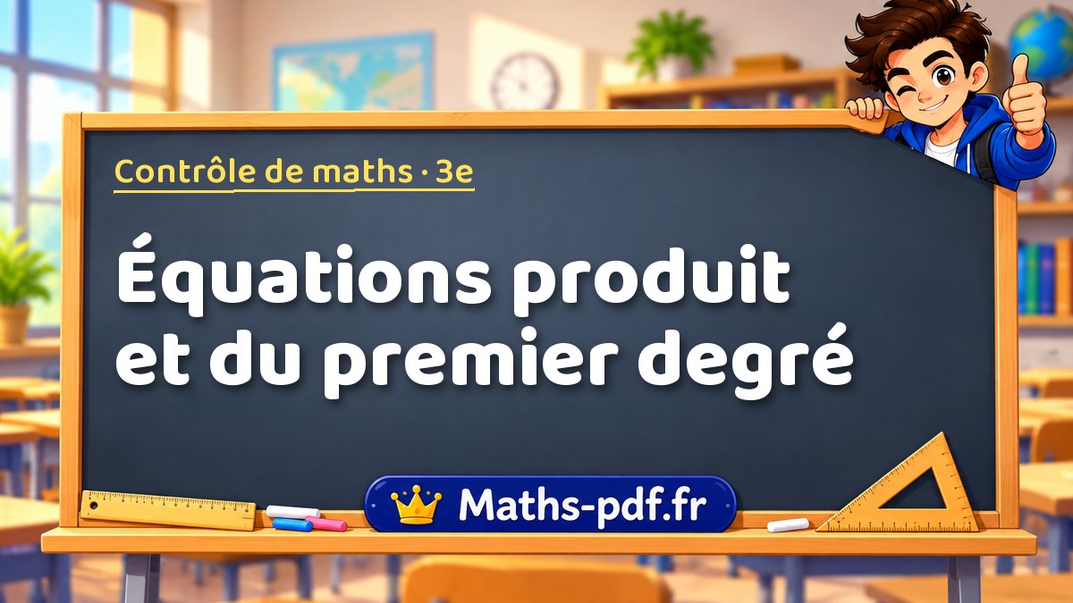 Équations produit et du premier degré – Contrôle de maths niveau 3e sur Maths-pdf.fr