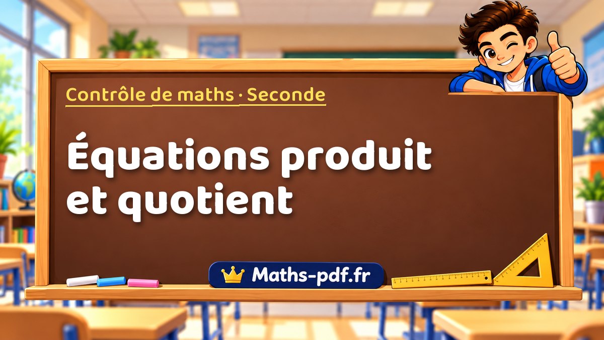 Équations produit et quotient – Contrôle de maths niveau Seconde sur Maths-pdf.fr