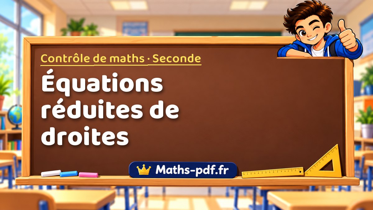 Équations réduites de droites – Contrôle de maths niveau Seconde sur Maths-pdf.fr