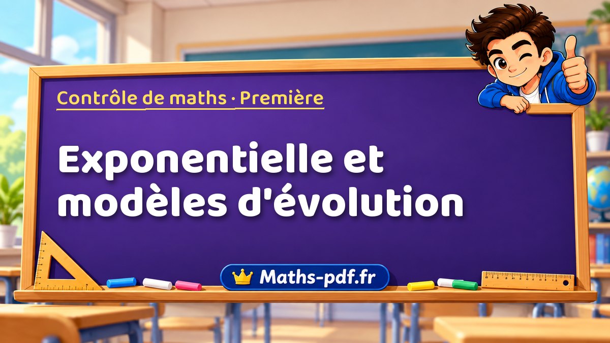 Exponentielle et modèles d'évolution – Contrôle de maths niveau Première sur Maths-pdf.fr