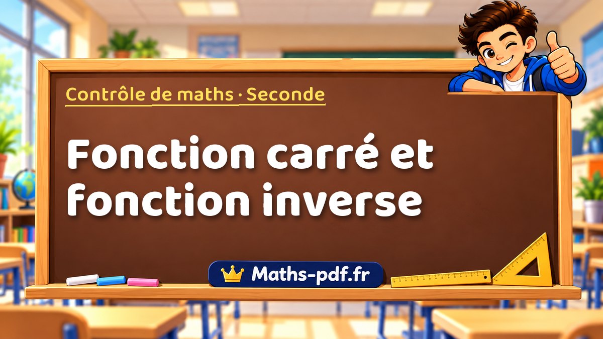 Fonction carré et fonction inverse – Contrôle de maths niveau Seconde sur Maths-pdf.fr