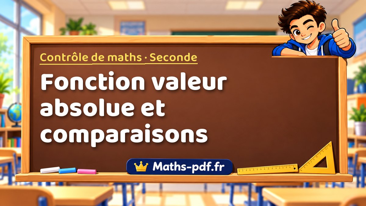 Fonction valeur absolue et comparaisons – Contrôle de maths niveau Seconde sur Maths-pdf.fr