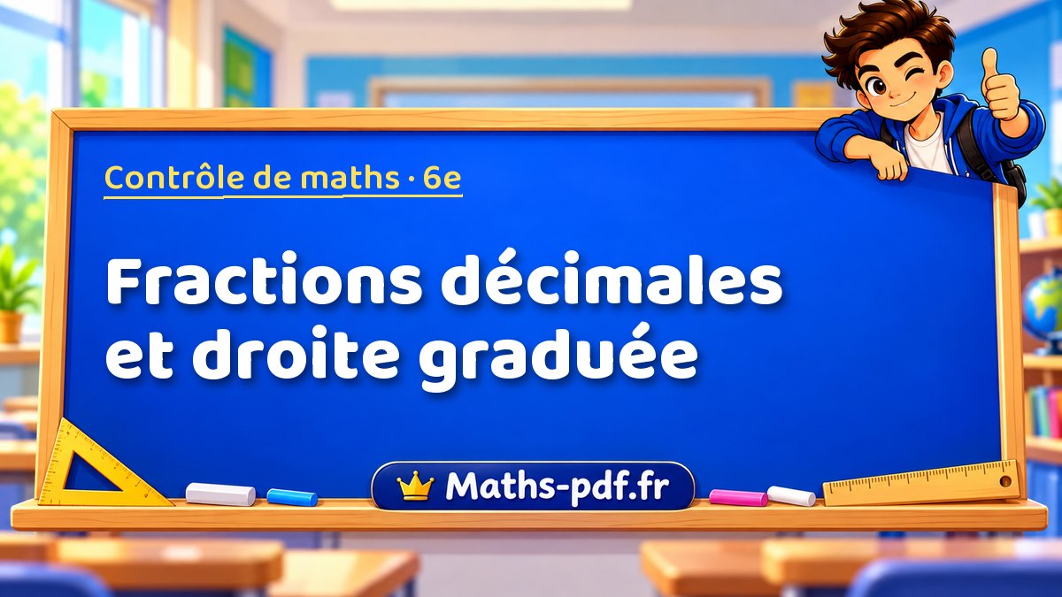 Fractions décimales et droite graduée – Contrôle de maths niveau 6e sur Maths-pdf.fr
