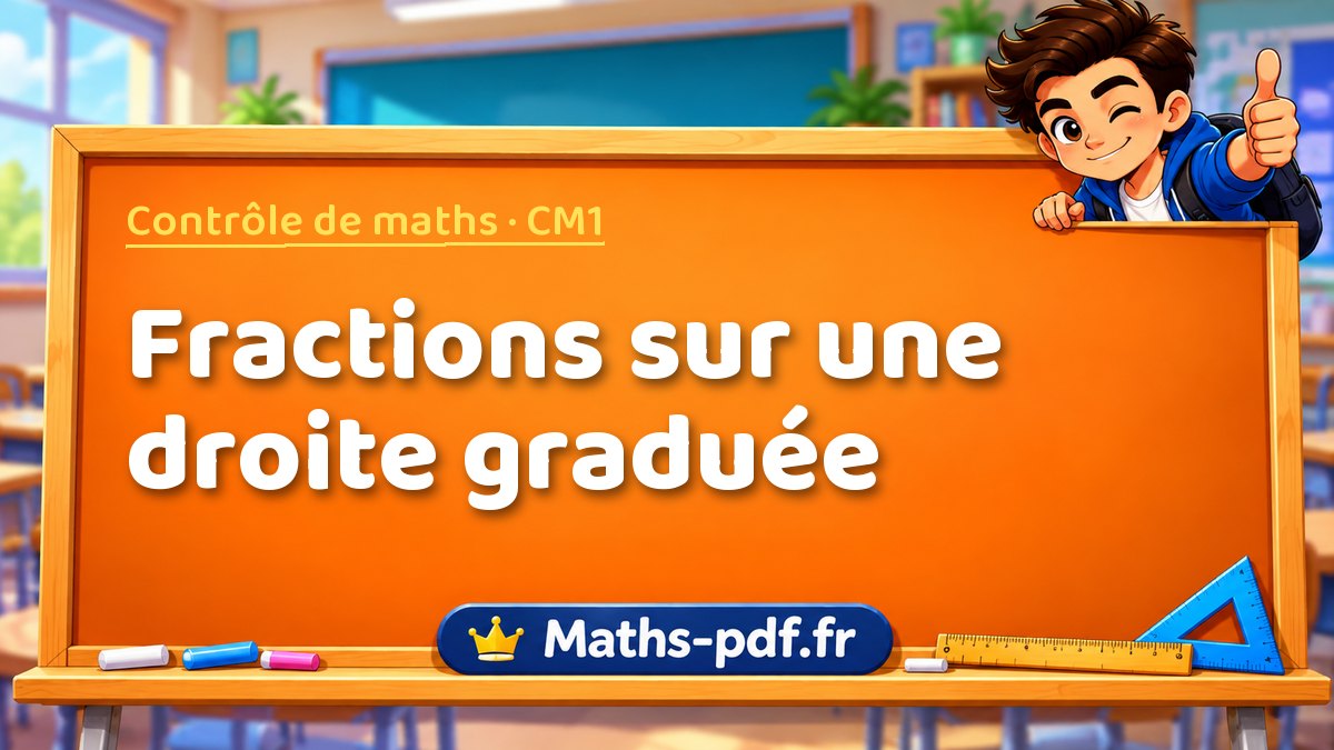 Fractions sur une droite graduée – Contrôle de maths niveau CM1 sur Maths-pdf.fr