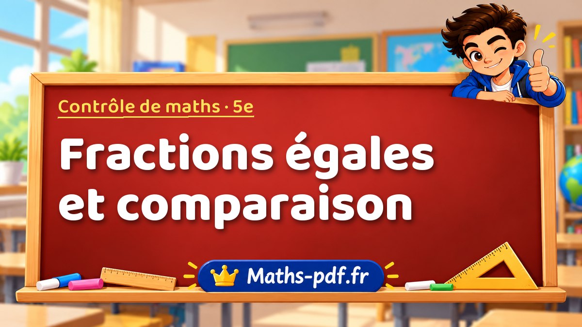Fractions égales et comparaison – Contrôle de maths niveau 5e sur Maths-pdf.fr