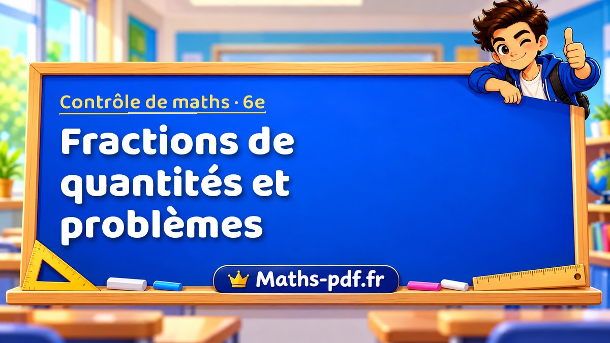 Fractions de quantités et problèmes – Contrôle de maths niveau 6e sur Maths-pdf.fr
