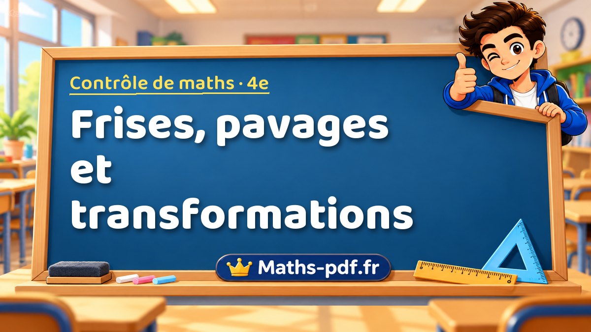 Frises, pavages et transformations – Contrôle de maths niveau 4e sur Maths-pdf.fr