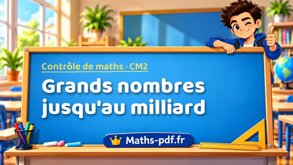 Grands nombres jusqu'au milliard – Contrôle de maths niveau CM2 sur Maths-pdf.fr