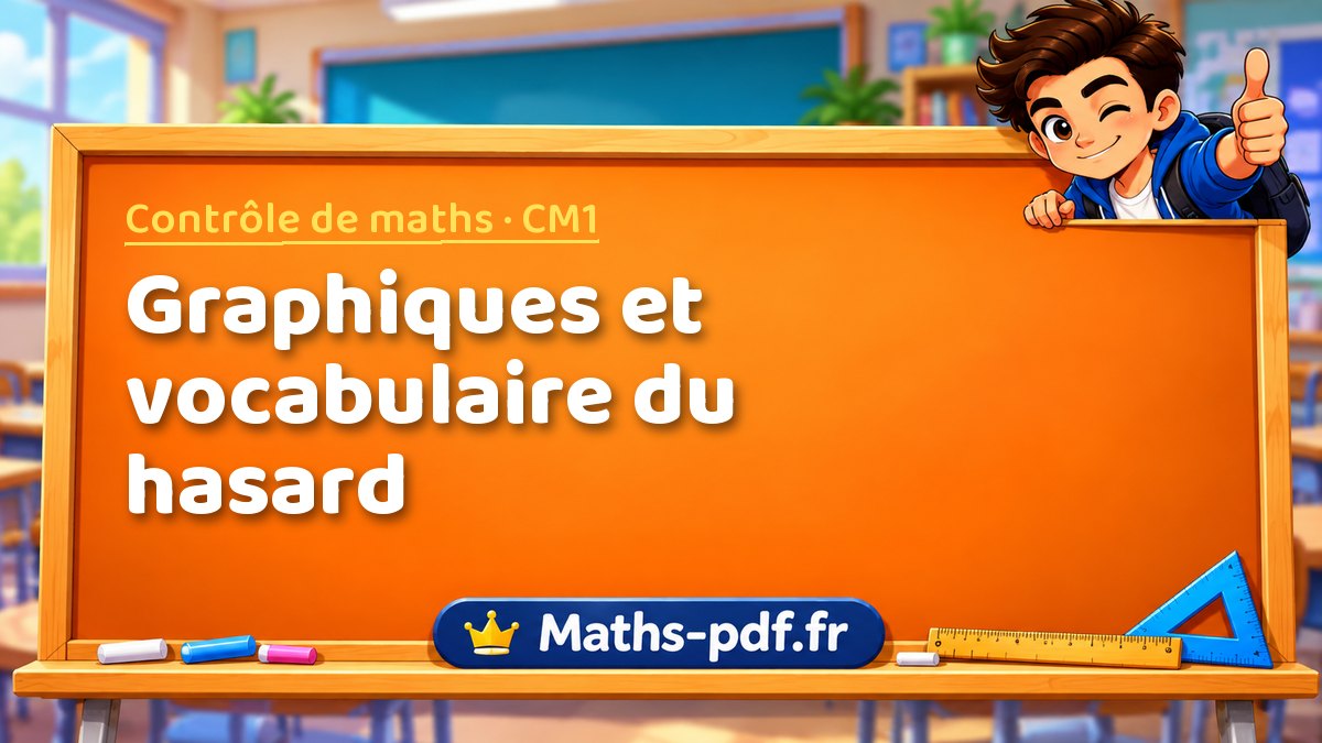 Graphiques et vocabulaire du hasard – Contrôle de maths niveau CM1 sur Maths-pdf.fr
