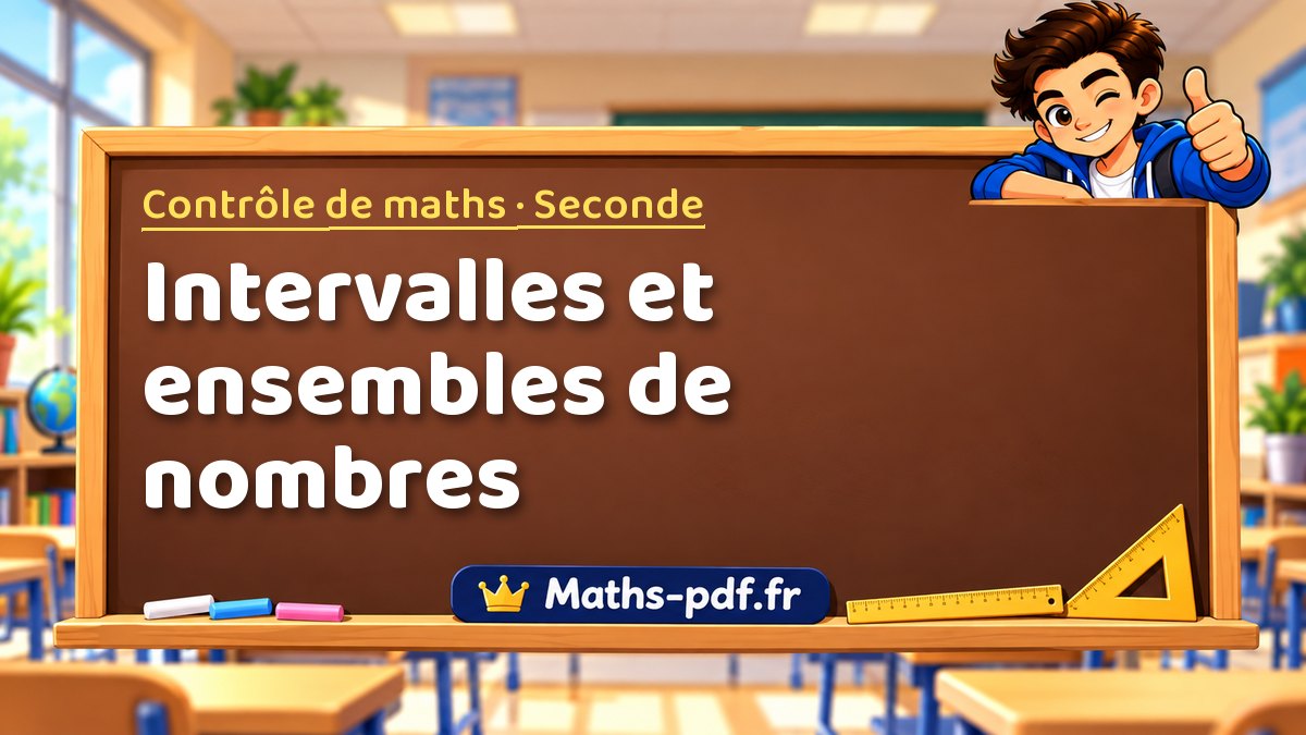 Intervalles et ensembles de nombres – Contrôle de maths niveau Seconde sur Maths-pdf.fr