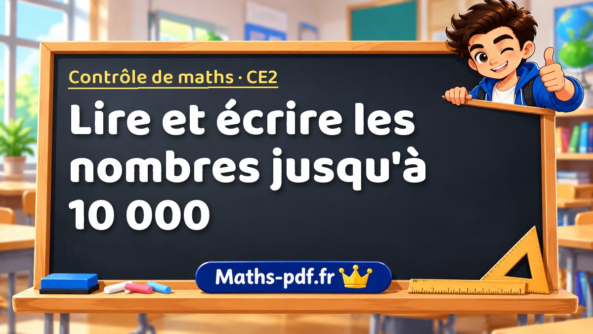 Lire et écrire les nombres jusqu'à 10 000 – Contrôle de maths niveau CE2 sur Maths-pdf.fr