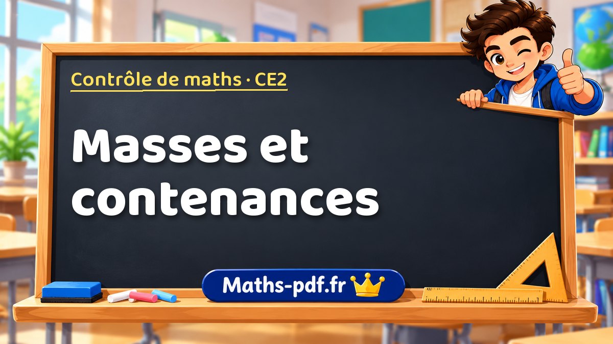 Masses et contenances – Contrôle de maths niveau CE2 sur Maths-pdf.fr
