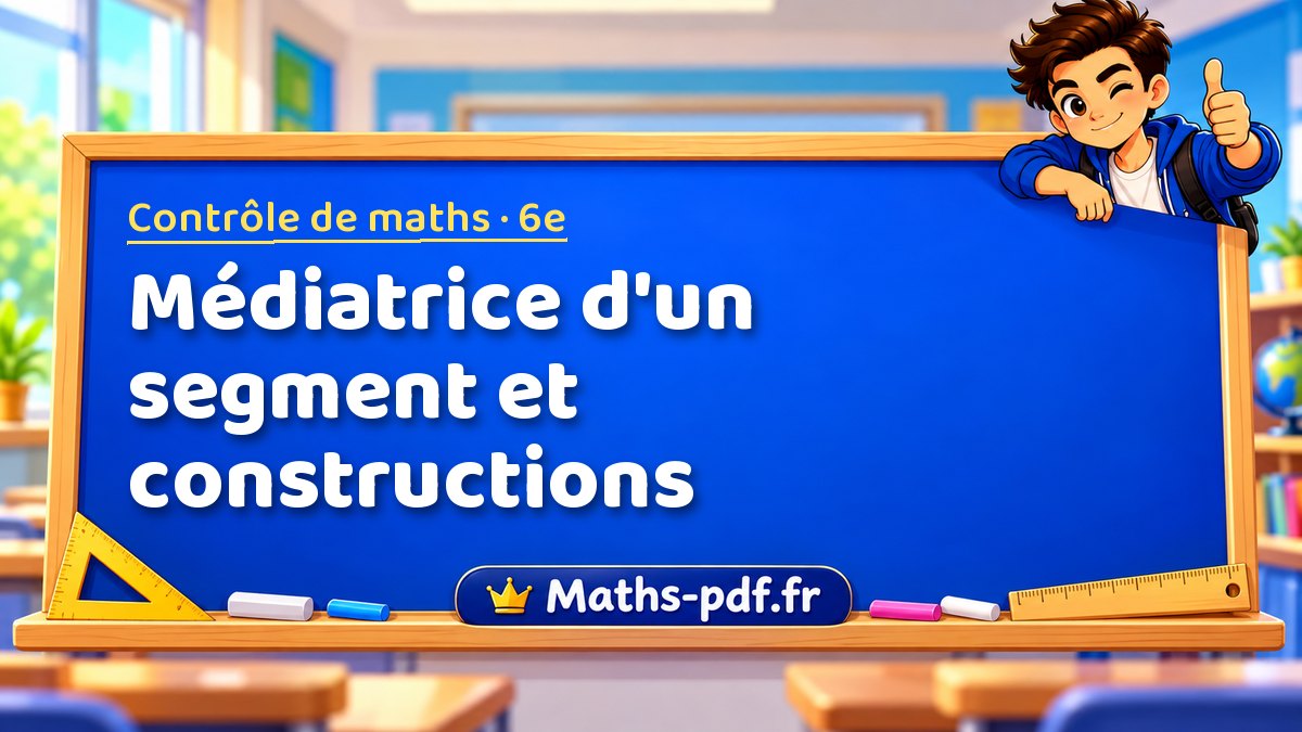 Médiatrice d'un segment et constructions – Contrôle de maths niveau 6e sur Maths-pdf.fr