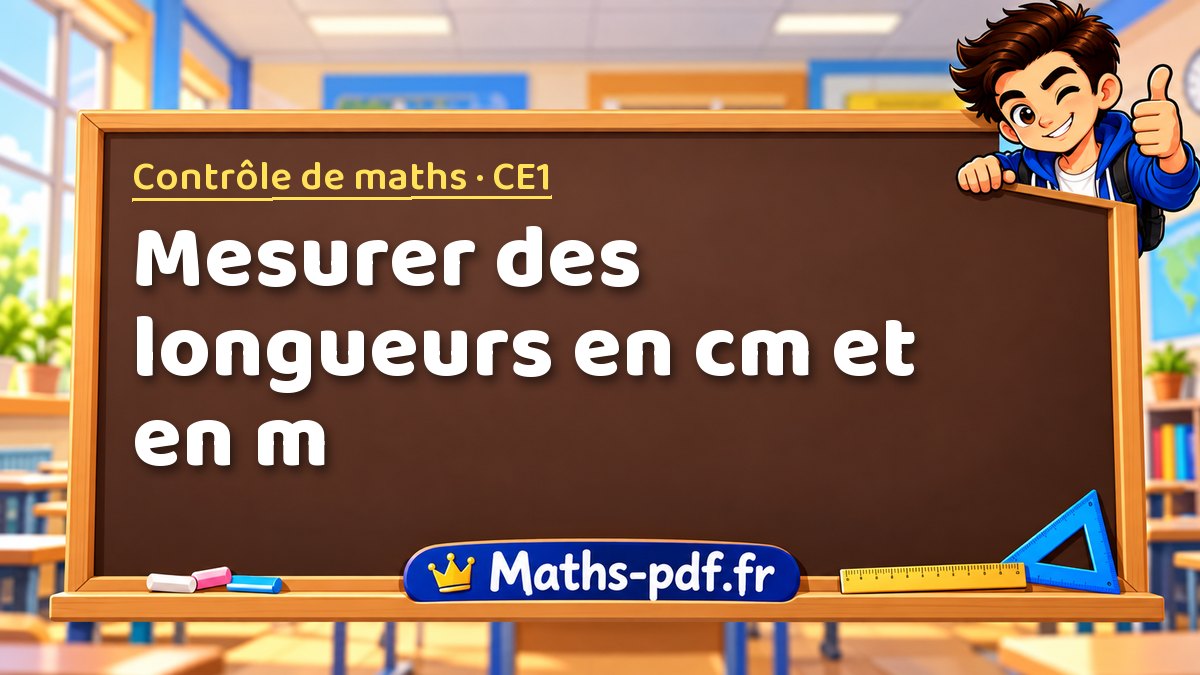 Mesurer des longueurs en cm et en m – Contrôle de maths niveau CE1 sur Maths-pdf.fr