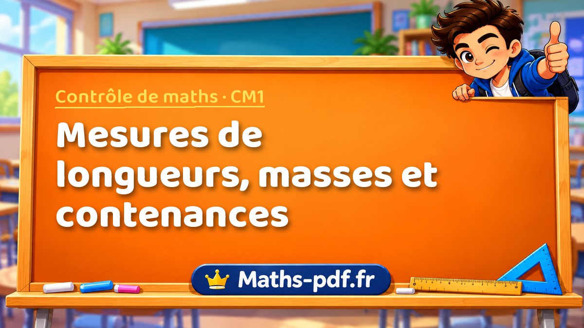 Mesures de longueurs, masses et contenances – Contrôle de maths niveau CM1 sur Maths-pdf.fr