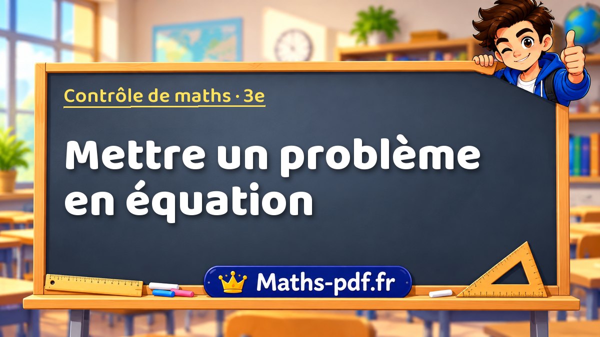 Mettre un problème en équation – Contrôle de maths niveau 3e sur Maths-pdf.fr