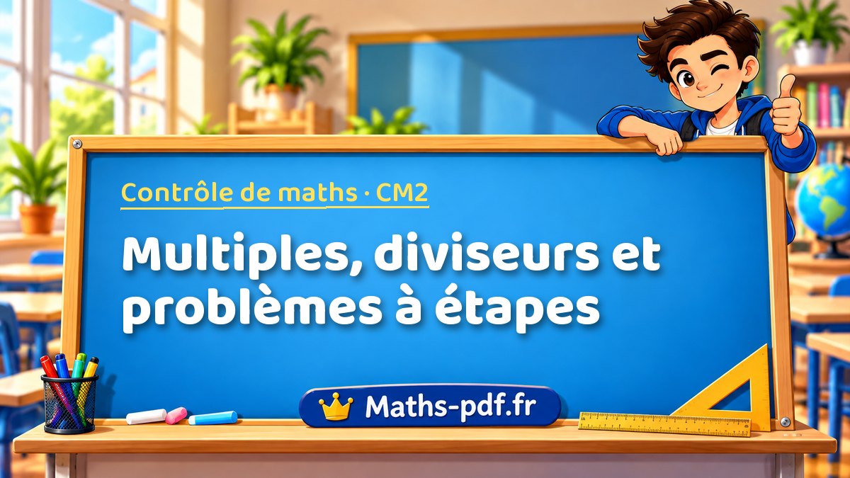 Multiples, diviseurs et problèmes à étapes – Contrôle de maths niveau CM2 sur Maths-pdf.fr