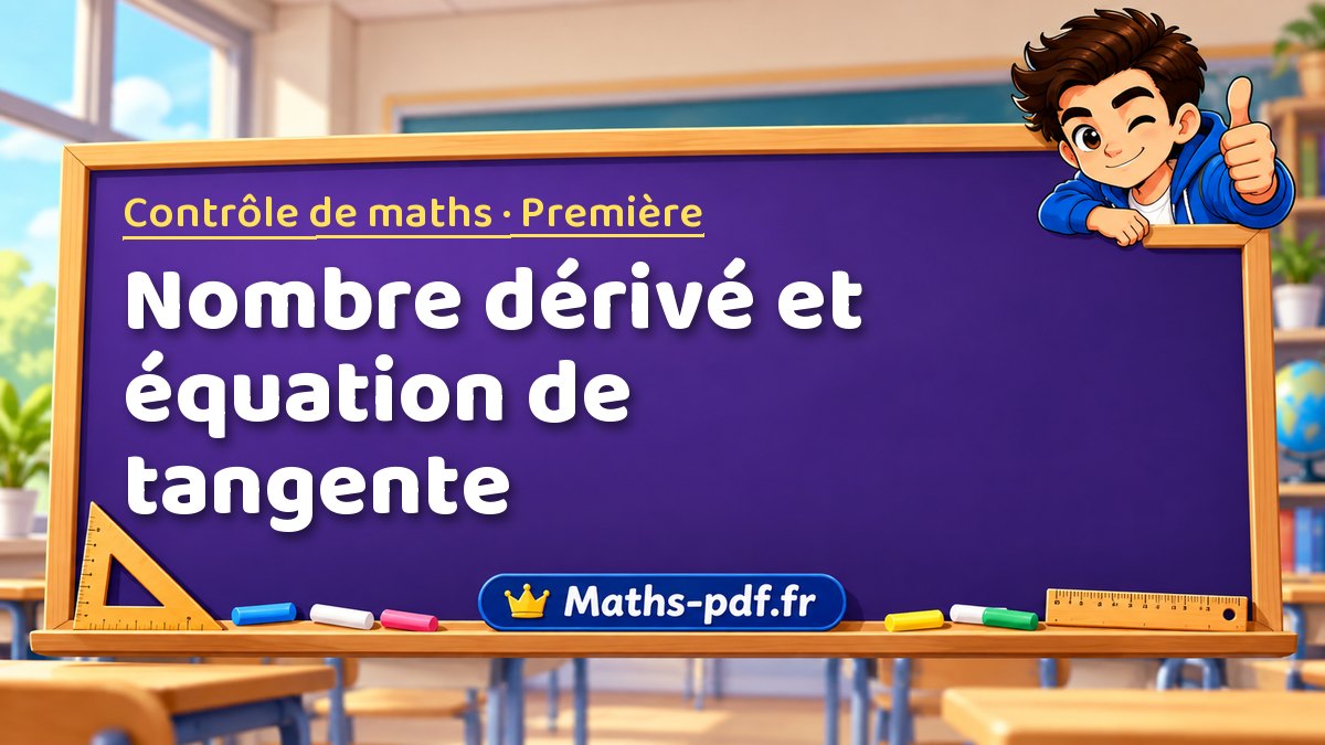 Nombre dérivé et équation de tangente – Contrôle de maths niveau Première sur Maths-pdf.fr