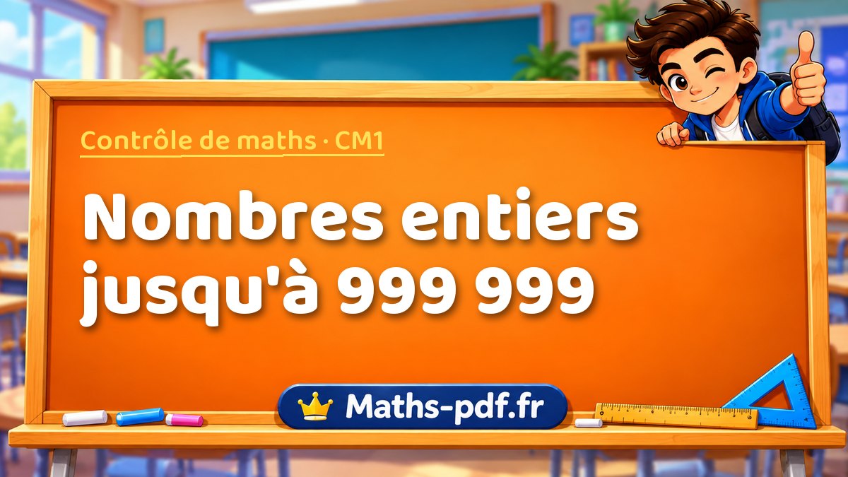 Nombres entiers jusqu'à 999 999 – Contrôle de maths niveau CM1 sur Maths-pdf.fr