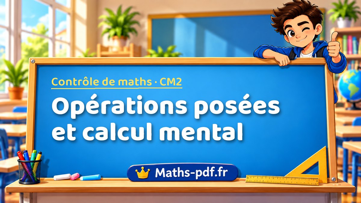 Opérations posées et calcul mental – Contrôle de maths niveau CM2 sur Maths-pdf.fr