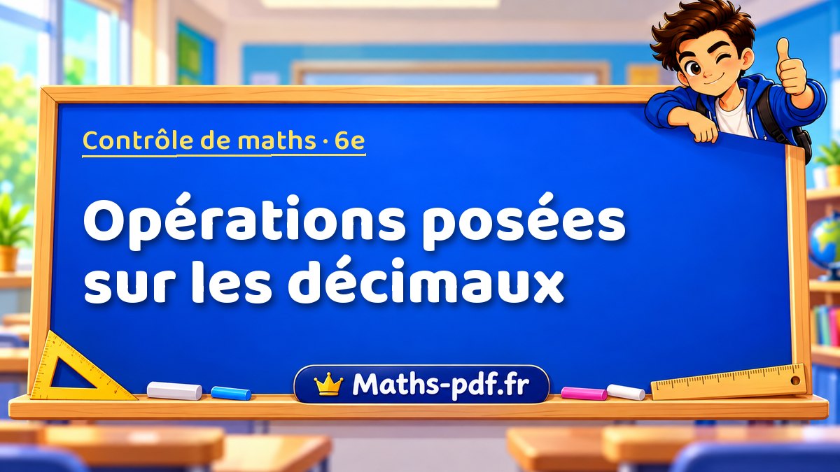 Opérations posées sur les décimaux – Contrôle de maths niveau 6e sur Maths-pdf.fr