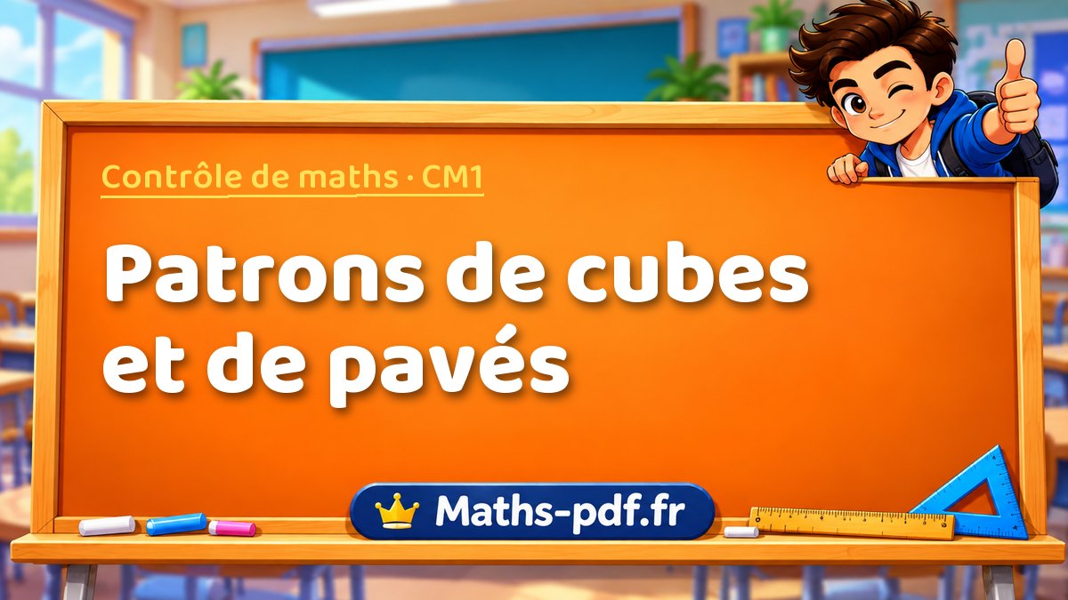 Patrons de cubes et de pavés – Contrôle de maths niveau CM1 sur Maths-pdf.fr
