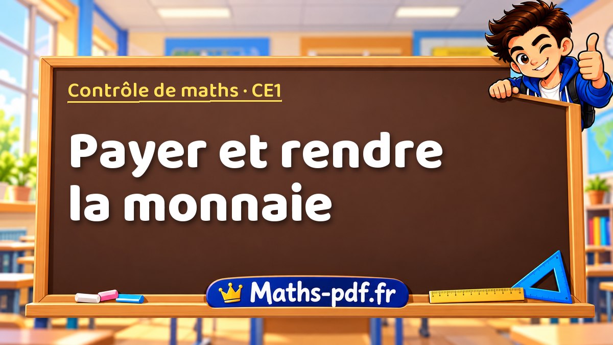 Payer et rendre la monnaie – Contrôle de maths niveau CE1 sur Maths-pdf.fr