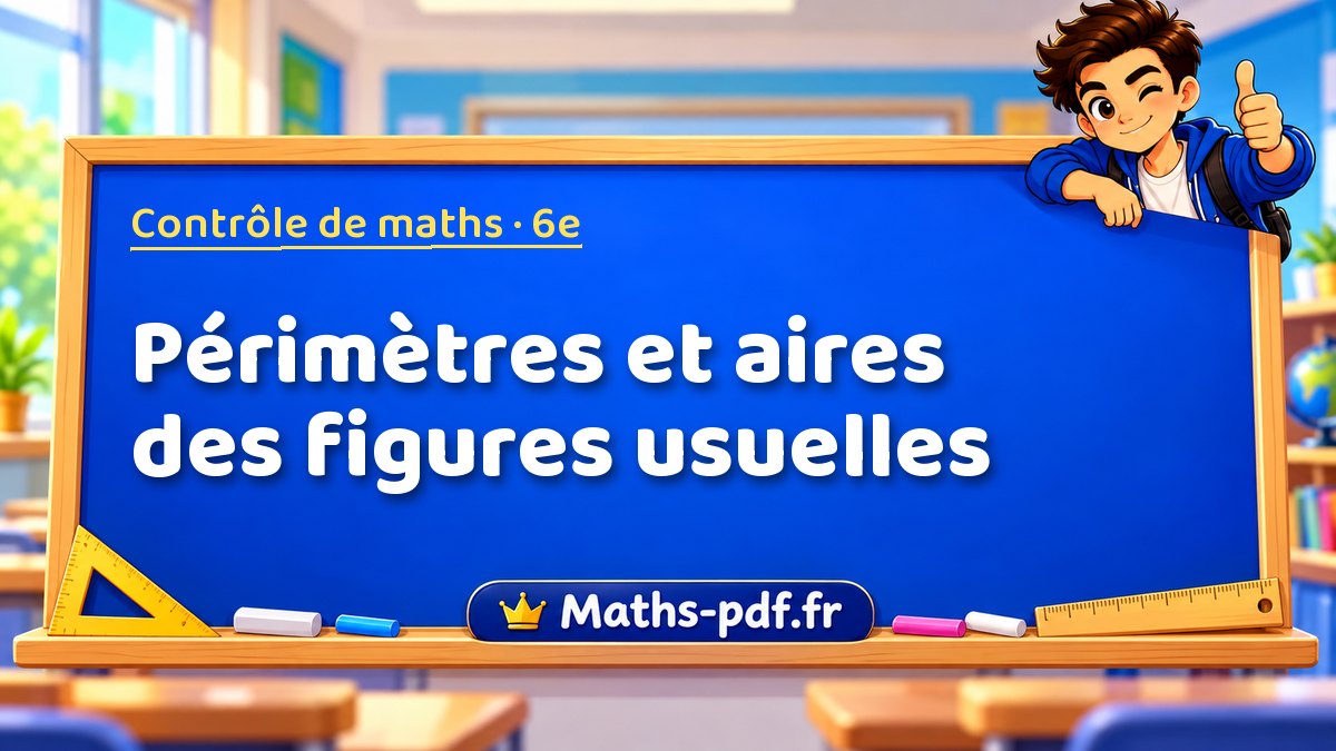 Périmètres et aires des figures usuelles – Contrôle de maths niveau 6e sur Maths-pdf.fr
