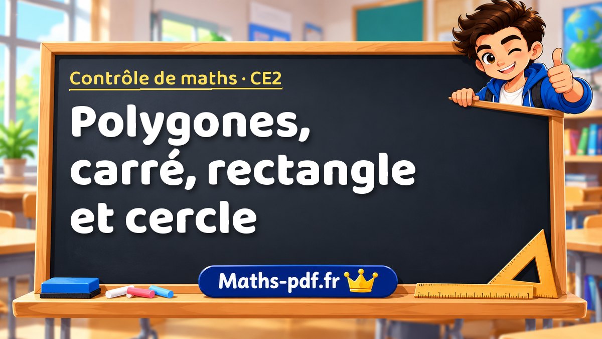 Polygones, carré, rectangle et cercle – Contrôle de maths niveau CE2 sur Maths-pdf.fr