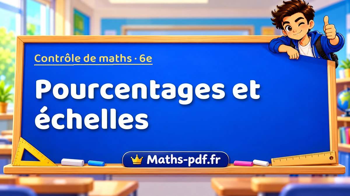 Pourcentages et échelles – Contrôle de maths niveau 6e sur Maths-pdf.fr