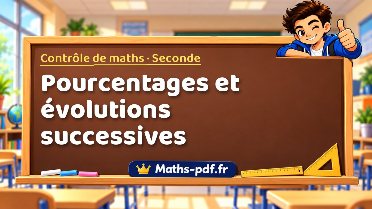 Pourcentages et évolutions successives – Contrôle de maths niveau Seconde sur Maths-pdf.fr