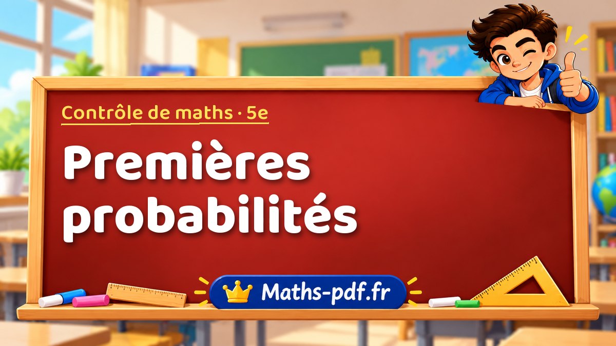 Premières probabilités – Contrôle de maths niveau 5e sur Maths-pdf.fr