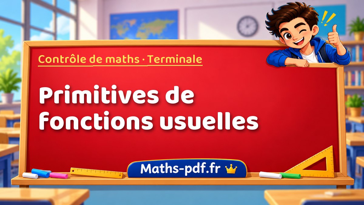 Primitives de fonctions usuelles – Contrôle de maths niveau Terminale sur Maths-pdf.fr