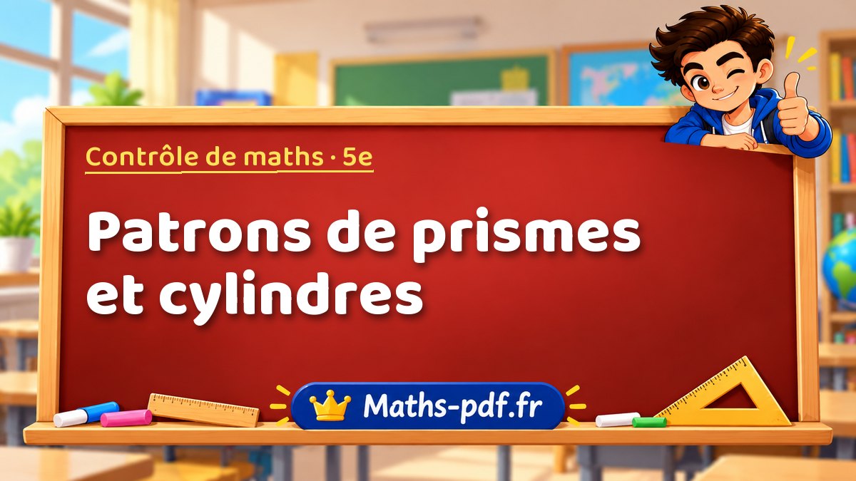 Patrons de prismes et cylindres – Contrôle de maths niveau 5e sur Maths-pdf.fr