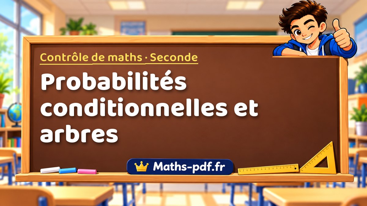 Probabilités conditionnelles et arbres – Contrôle de maths niveau Seconde sur Maths-pdf.fr