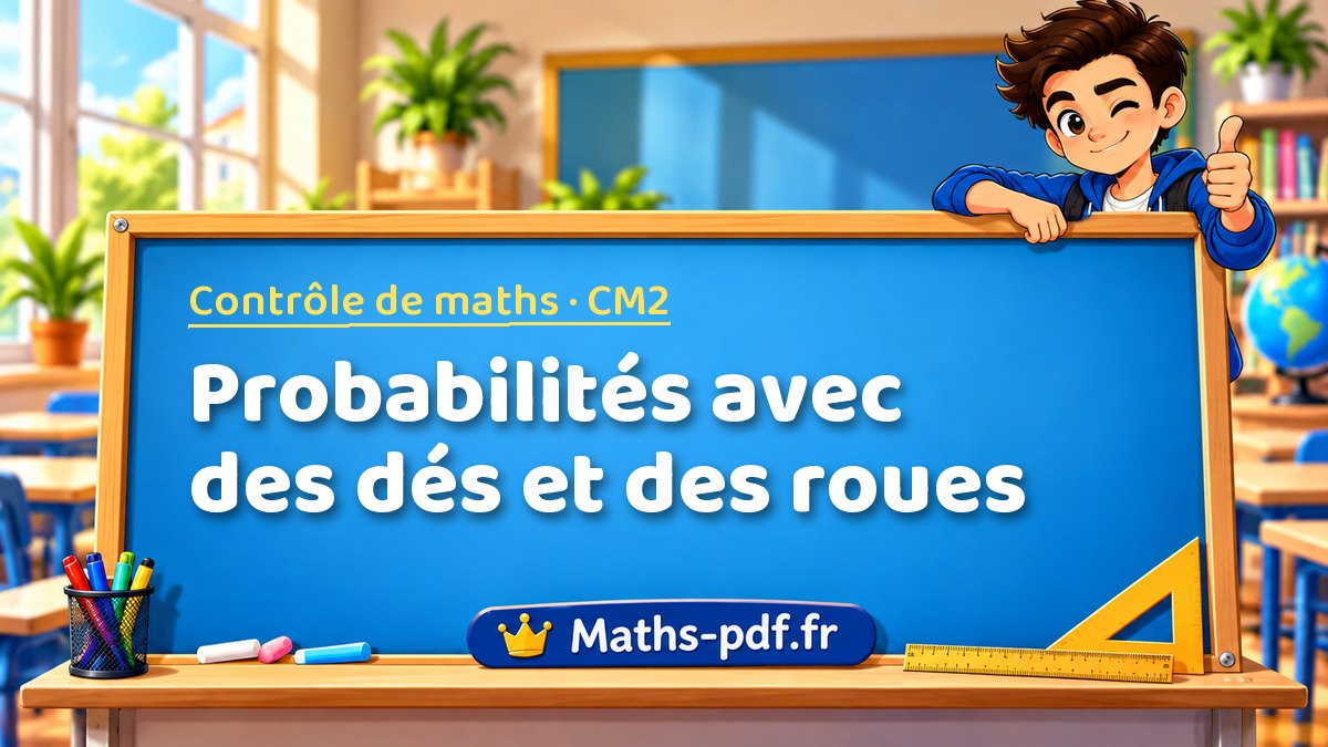 Probabilités avec des dés et des roues – Contrôle de maths niveau CM2 sur Maths-pdf.fr