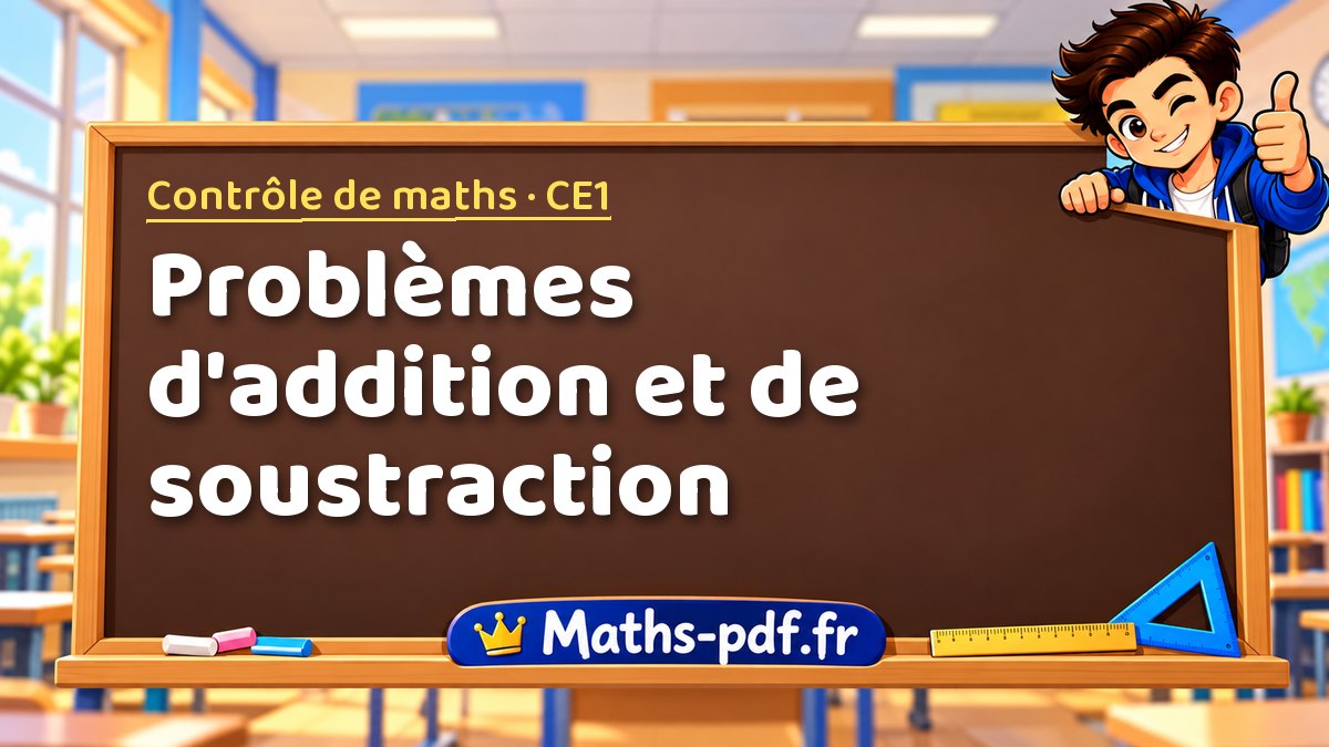 Problèmes d'addition et de soustraction – Contrôle de maths niveau CE1 sur Maths-pdf.fr